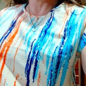Shirt sz s apricot with orange blue